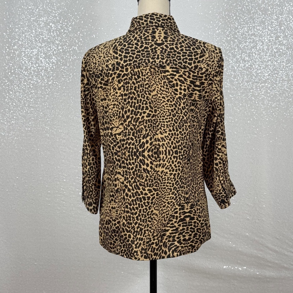 Notations Leopard Print Button-Down Shirt Size Sm… - image 4